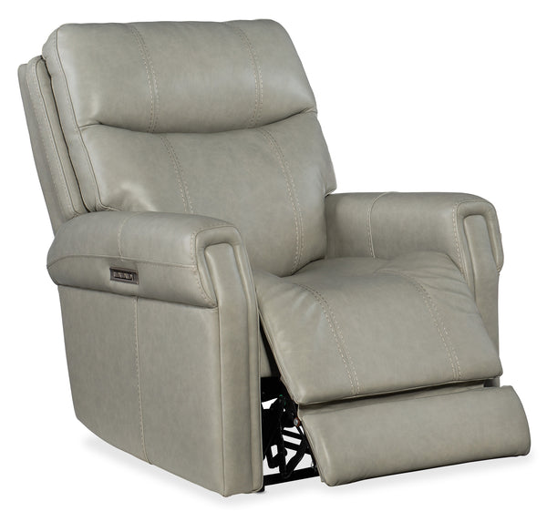 Hooker Furniture Carroll Milton Fog Power Leather Recliner with Power Headrest & Lumbar