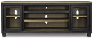 Foyland 83-Inch 2-Door XL TV Stand (Fireplace Optional) Black/Brown