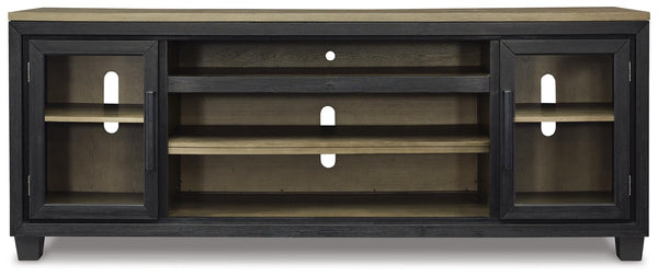 Foyland 83-Inch 2-Door XL TV Stand (Fireplace Optional) Black/Brown