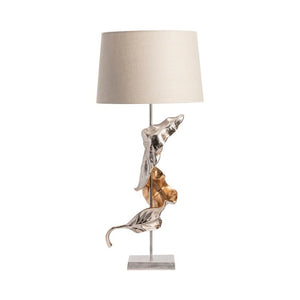 Crestview Willow Aluminum/White Two-Toned Sculptural Leaf Table Lamp