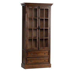 Crestview Hawthorne Estate Distressed Pecan Curio Cabinet