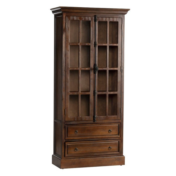 Crestview Hawthorne Estate Distressed Pecan Curio Cabinet