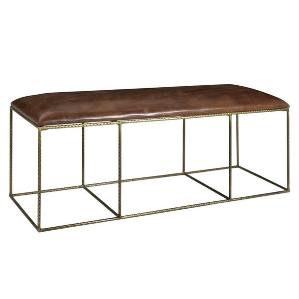 Crestview Bengal Manor Dimpled Iron & Leather Bench