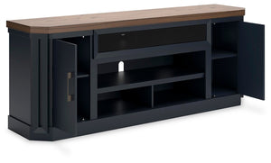 Landocken 83-Inch 2-Door XL TV Stand (Fireplace Optional) Brown/Blue