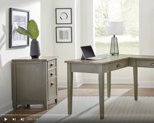 Martin Furniture Fairmont Dusty Blue Half Pedestal Desk