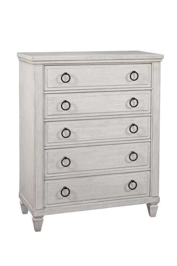 American Woodcrafters Salter Path White with Grain Queen Bed Dresser Mirror & Nightstand