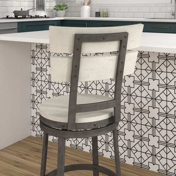 American Woodcrafters Metal Counter Wood Frame Stool Middle Gray Metal