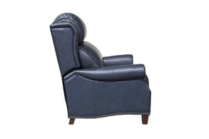 Barcalounger Shoreham Blue Meade Fabric & Leather High/Low-Leg Recliner Chair