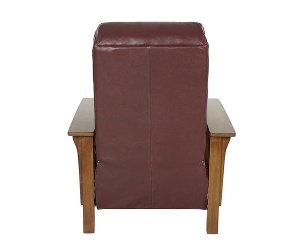 Barcalounger Marisol Cabernet Mission Leather High/Low-Leg Recliner Chair