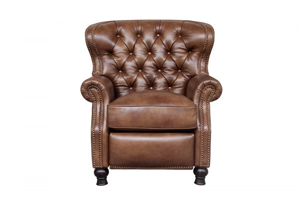 Barcalounger Wenlock Tawny Presidential Leather High/Low-Leg Recliner Chair