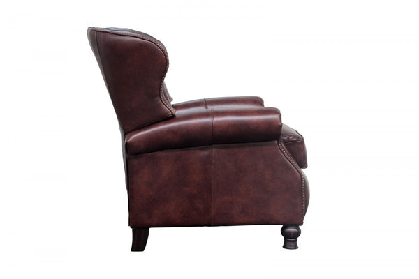 Barcalounger Wenlock Fudge Presidential Leather High/Low-Leg Recliner Chair