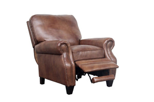 Barcalounger Wenlock Tawny Briarwood Leather High/Low-Leg Recliner Chair