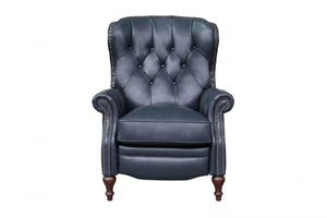 Barcalounger Shoreham Blue Kendall Leather High/Low-Leg Recliner Chair