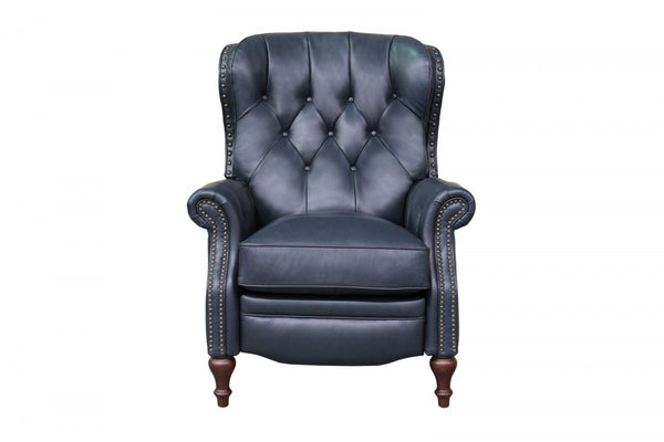 Barcalounger Shoreham Blue Kendall Leather High/Low-Leg Recliner Chair