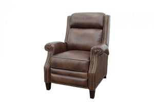 Barcalounger Worthington Cognac Barrett Power High/Low-Leg Leather Recliner Chair
