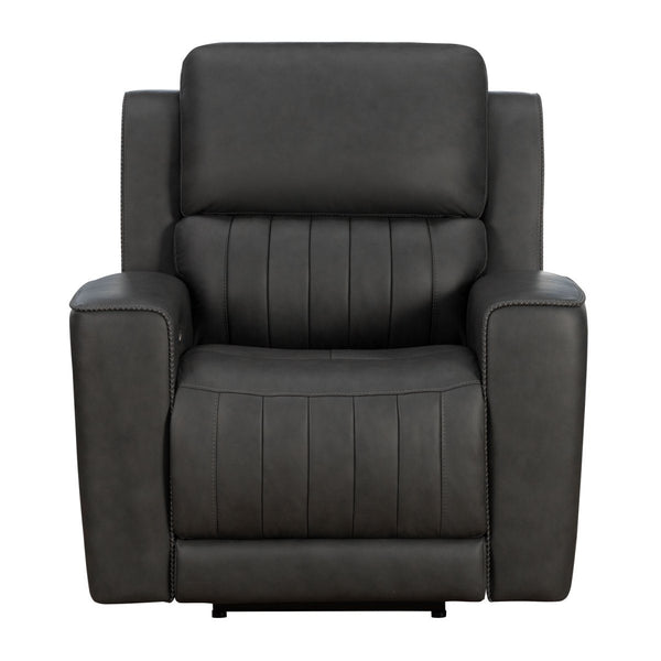 Barcalounger Homerun Dark Gray Pierce Leather Recliner
