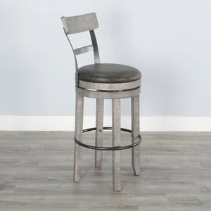 Sunny Designs Alpine Grey 30 Inch Swivel Barstool with Cushioned Seat
