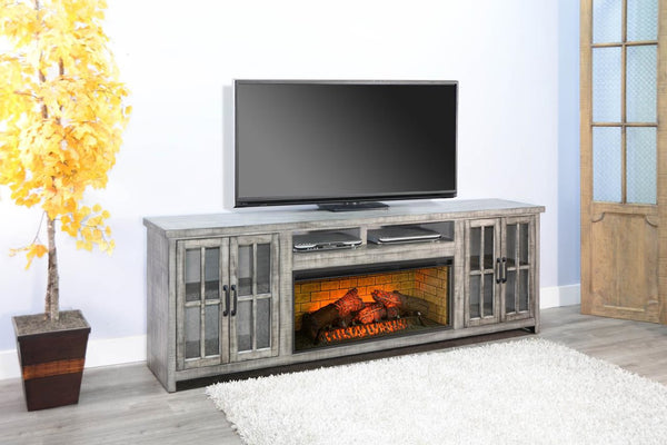 Sunny Designs Alpine Grey Media TV Stand Console with Fireplace Option