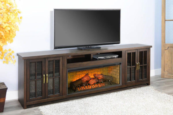 Sunny Designs Americana Coffee Bean Media TV Stand Console with Fireplace Option