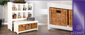 Sunny Designs Marble White Storage Bookcase & Bench