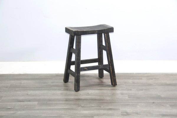 Sunny Designs Marina Black Sand 24 Inch Saddle Seat Counter-Height Stool with Wooden Seat