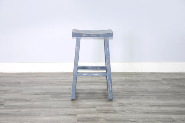 Sunny Designs Marina Ocean Blue 30 Inch Saddle Seat Stool with Wood Seat