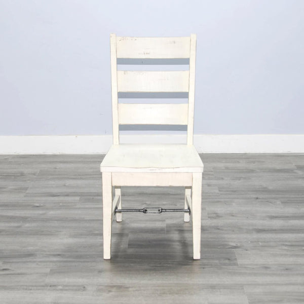 Sunny Designs Marina White Sand Ladderback Dining Chair with Turnbuckle Stretchers & Wood Seat