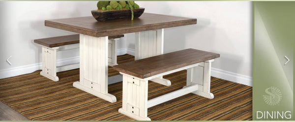 Sunny Designs Pasadena Marble White & Buck Skin Side Bench