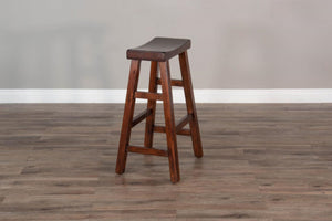 Sunny Designs Santa Fe Dark Chocolate 30 Inch Saddle Seat Stool Wood Seat