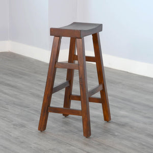Sunny Designs Tuscany Vintage Mocha 30 Inch Saddle Seat Stool Wood Seat