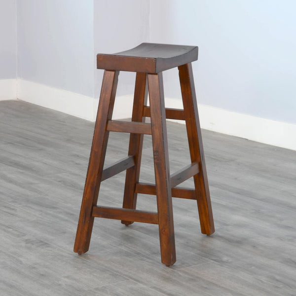 Sunny Designs Tuscany Vintage Mocha 30 Inch Saddle Seat Stool Wood Seat