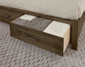 Vaughan-Bassett Cool Rustic Mink King Mansion Bed with Footboard Storage