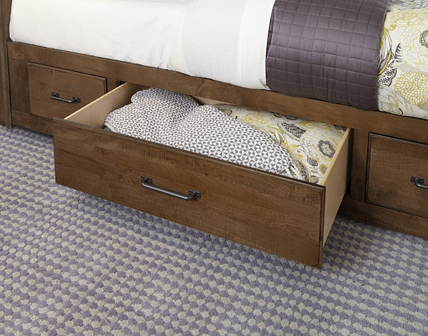 Vaughan-Bassett Cool Rustic Amber King X-Bed with Footboard Storage