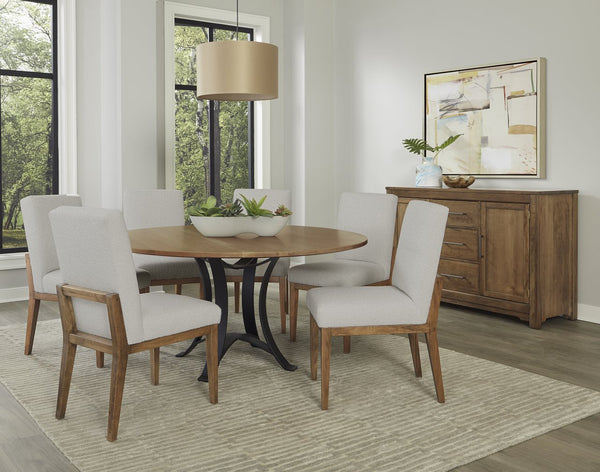 Vaughan-Bassett Crafted Cherry Dining Medium Upholstered Side Dining Chair Oatmeal Fabric