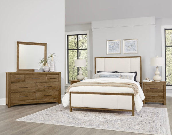 Vaughan-Bassett Crafted Cherry Medium Erins Upholstered King Headboard White Fabric