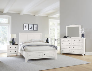 Vaughan-Bassett Cool Farmhouse Soft White King Panel Bed with Storage Footboard