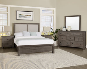 Vaughan-Bassett Custom Express Driftwood Grey California King Upholstered Bed Pebble
