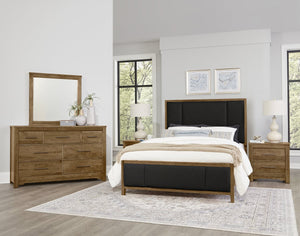 Vaughan-Bassett Crafted Cherry Medium King Upholstered Bed Black Fabric