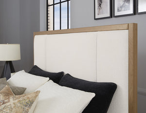 Vaughan-Bassett Crafted Cherry Bleached King Upholstered Bed White Fabric