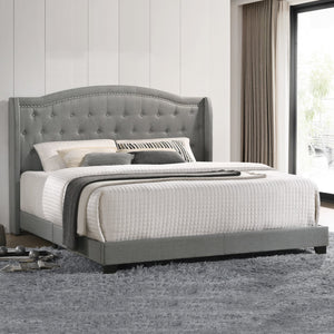Intercon Smoke Finish Traditional Rhyan King Upholstered Bed