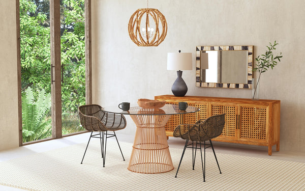 Bassett Mirror Boho Dark Rattan/Black Ryanne Arm Dining Chair