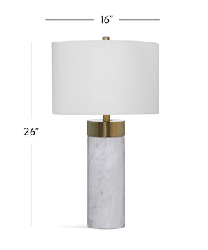 Bassett Mirror Glam White Marble/Antique Brass Finish Jocelyn Table Lamp