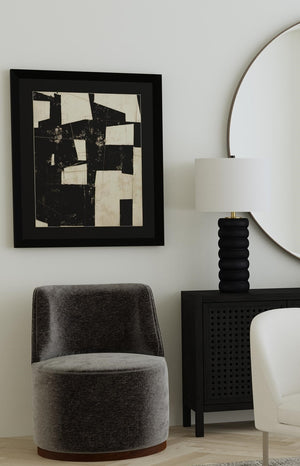 Bassett Mirror Modern Black Wood Pareena Table Lamp