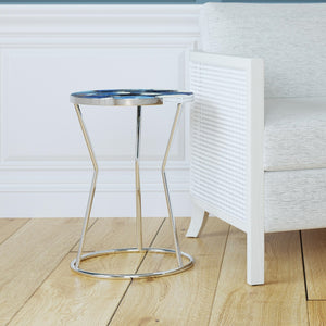 Bassett Mirror Contemporary Stainless Agate Lauer Round Accent Table