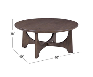 Bassett Mirror Modern Antique Brown Oak Dunnigan Brown Round Oak Cocktail Table