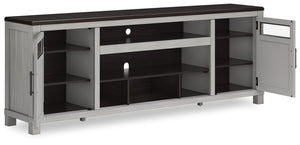 Darborn 88-Inch 2-Door XL TV Stand (Fireplace Optional) Gray/Brown