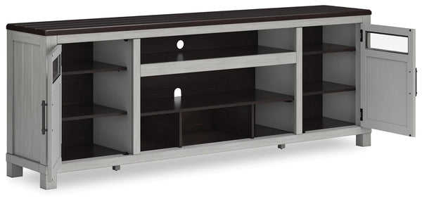 Darborn 88-Inch 2-Door XL TV Stand (Fireplace Optional) Gray/Brown