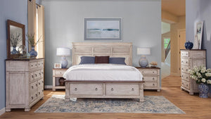napa furniture belmont california king headboard in antique white/rich brown