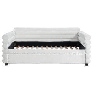 Coaster Patricia Boucle Upholstered Twin Day Bed with Trundle White