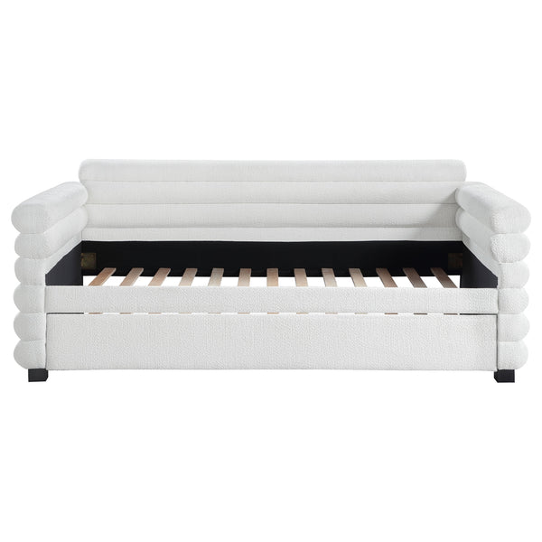 Coaster Patricia Boucle Upholstered Twin Day Bed with Trundle White